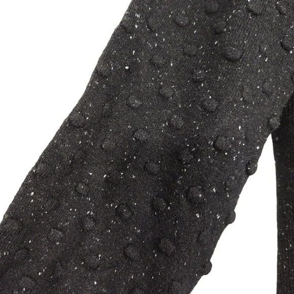 CeCe Black Speckled MockNeck Pullover Sweater Women Size M Knobby Balloon Sleeve - Picture 4 of 9